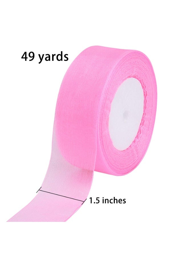 Mordely 3 Rolls Sheer Chiffon Ribbons 1.5 Inches x 25 Yards/Each Roll for Wedding Gift Wrapping Home Decorations - Image 4